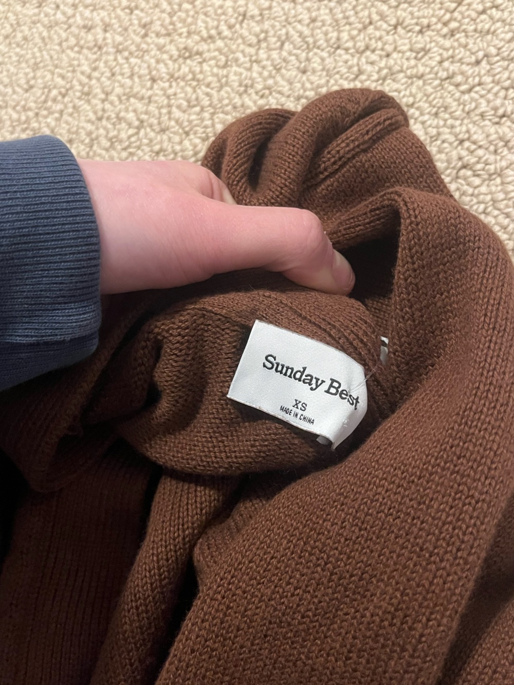 Sunday Best Bianca Cardigan Cognac Organic Cotton V Neck Button Up Extra Small - Picture 5 of 5